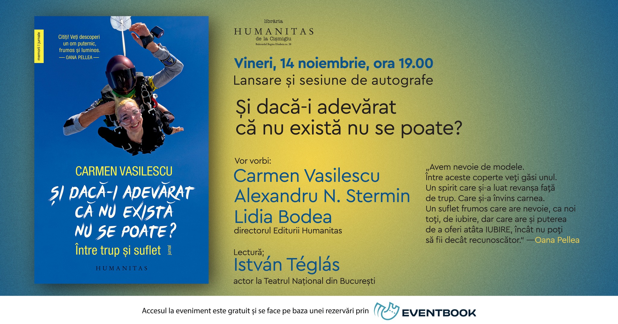 Lansare și sesiune de autografe – Carmen Vasilescu, „Și dacă-i adevărat că nu există nu se poate?”