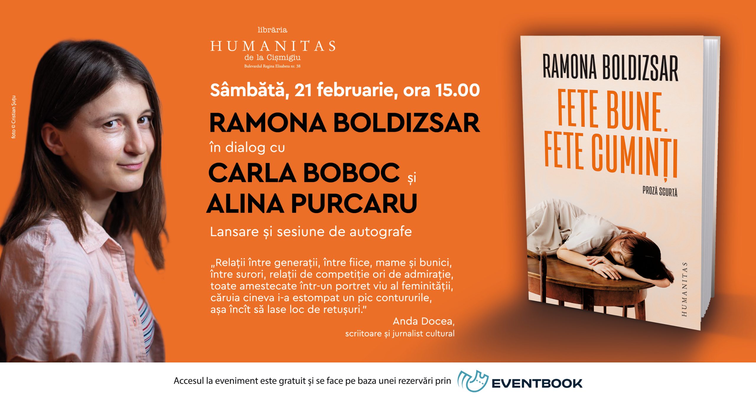 Eveniment Humanitas, Ramona Boldizsar, „Fete bune. Fete cuminți”, 21 februarie