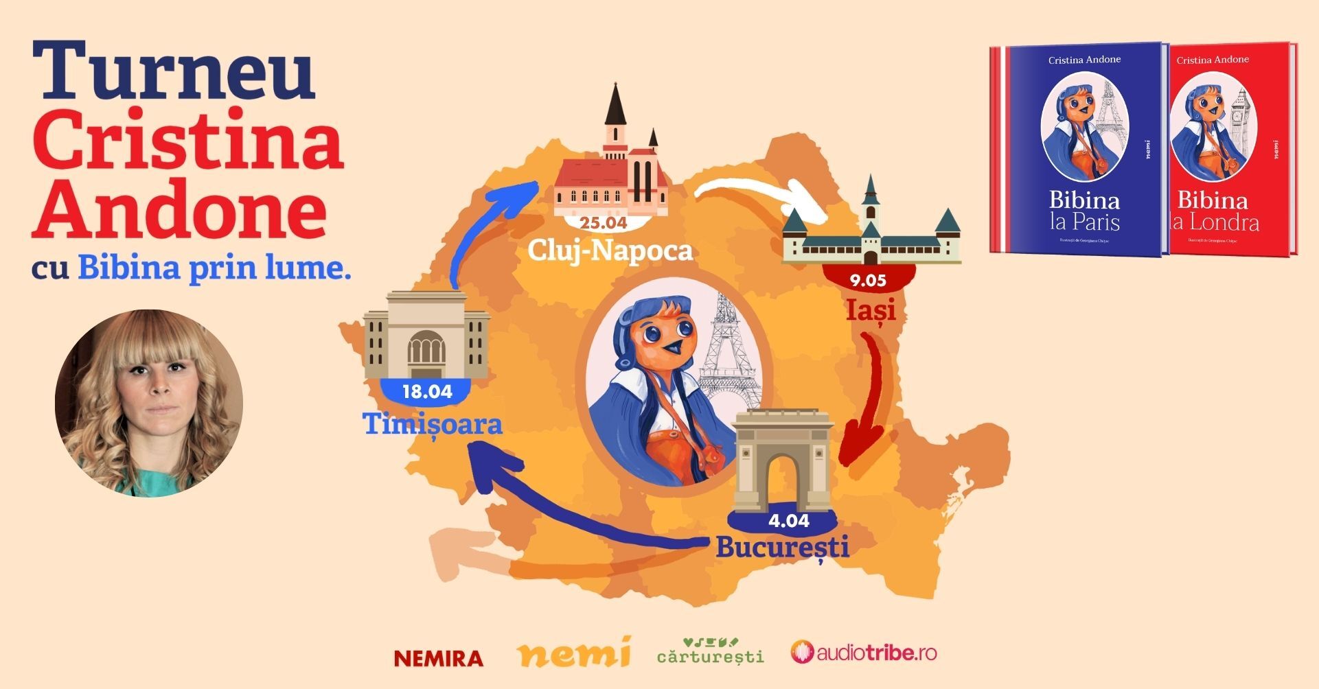 Cristina Andone revine cu o serie nouă de cărți pentru copii și un personaj memorabil, rândunica Bibina 