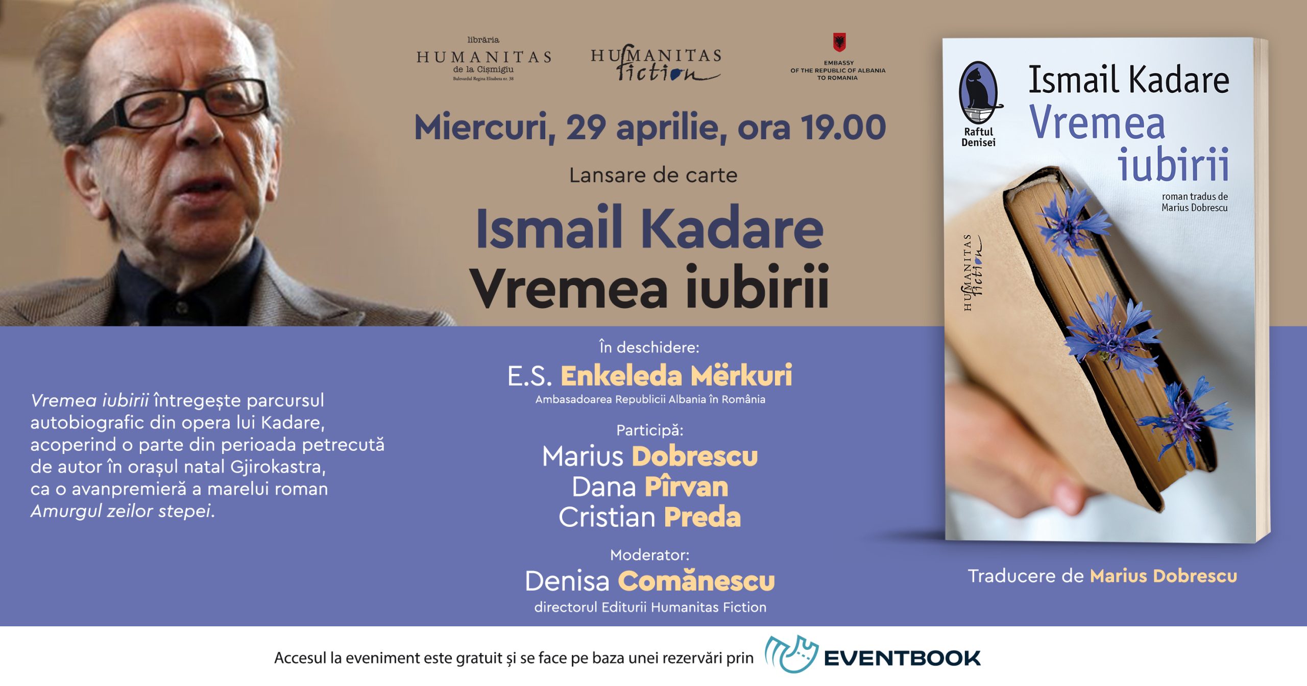 Lansare de carte: „Vremea iubirii“ de Ismail Kadare