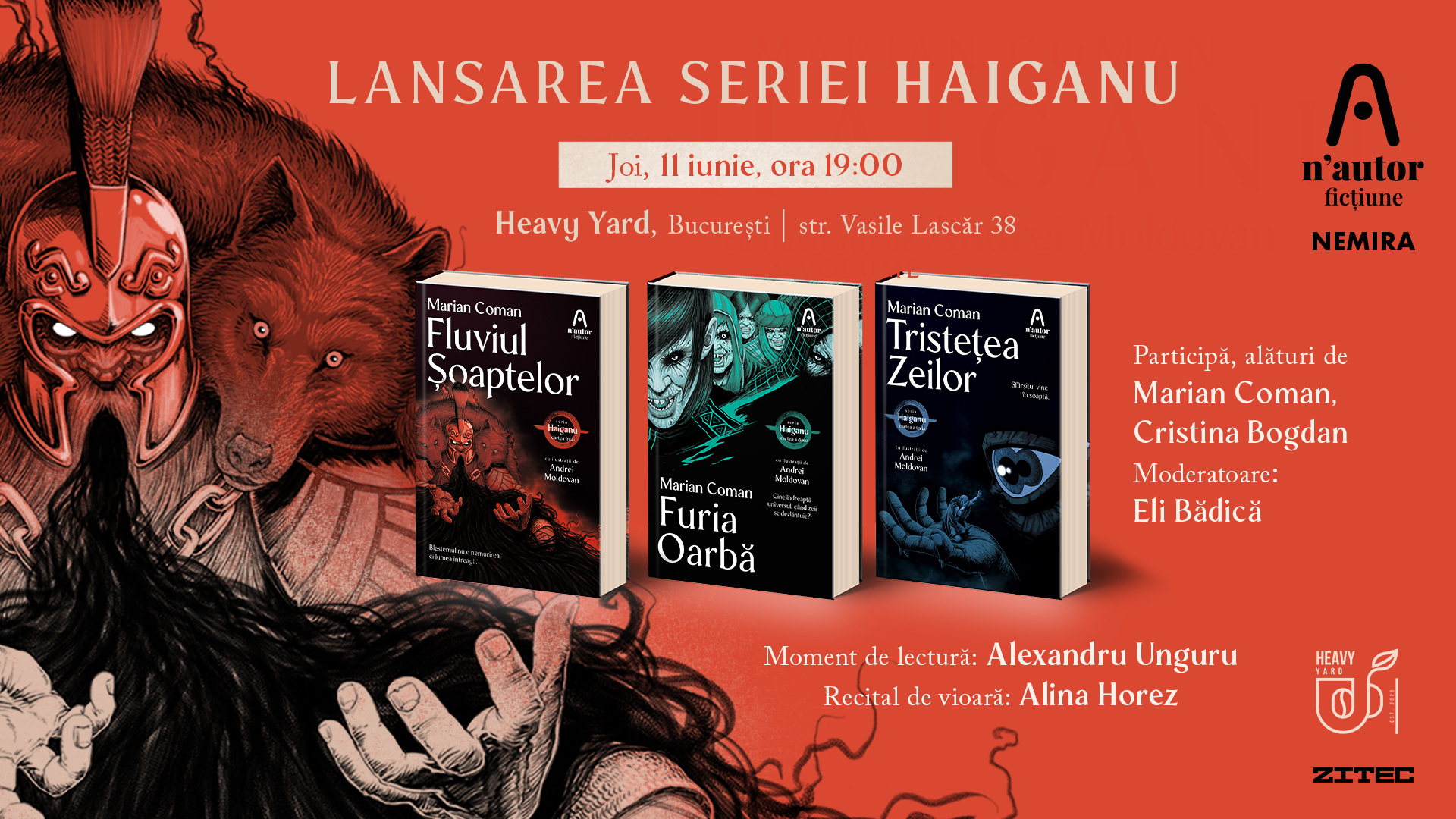 Invitație Editura Nemira – Lansarea seriei „Haiganu”, de Marian Coman
