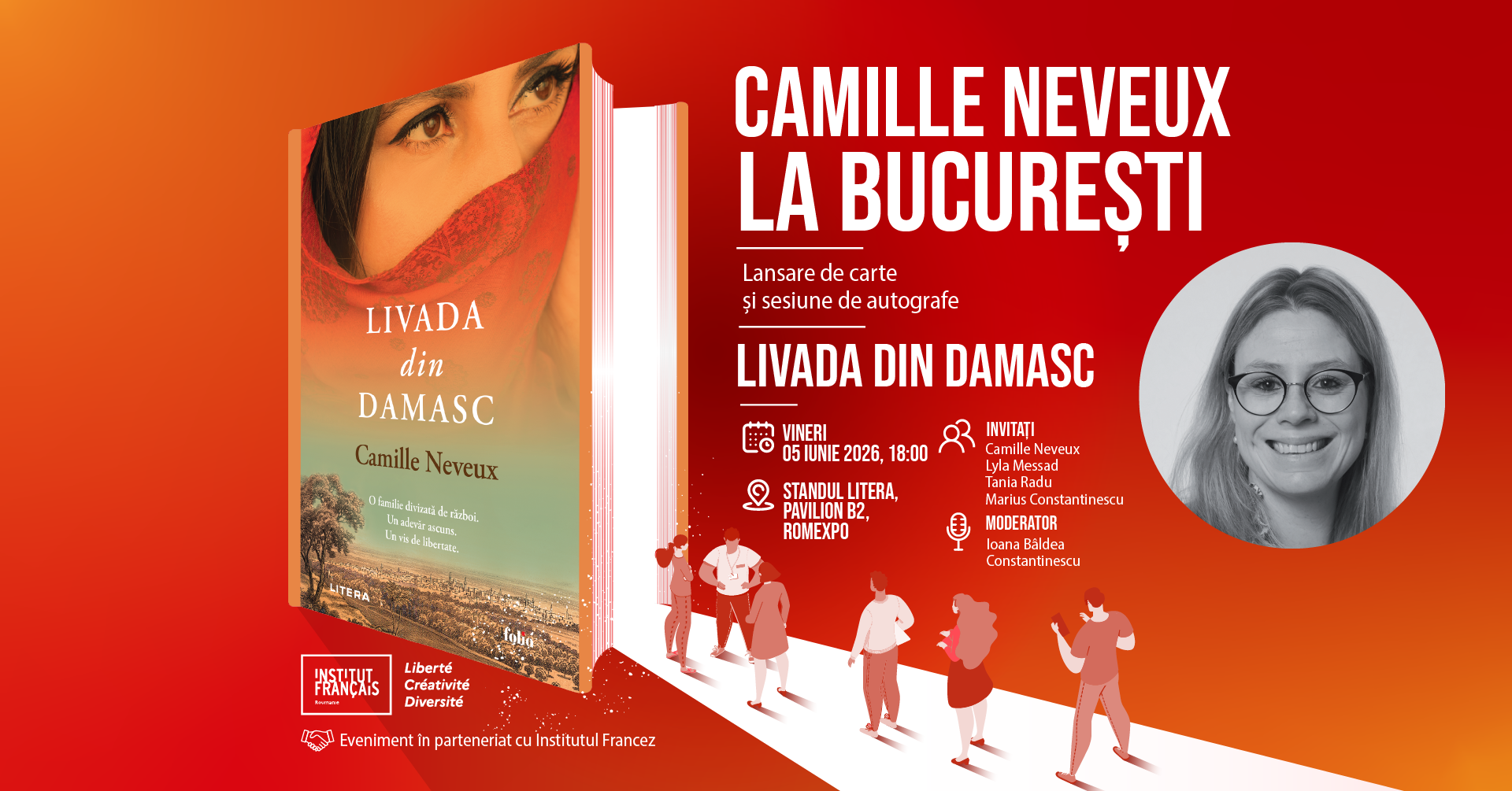 Camille Neveux, autoarea romanului „Livada din Damasc“ vine la Bookfest 2026! Lansarea cărții va avea loc la standul editurii Litera – vineri, 5 iunie, ora 18.00