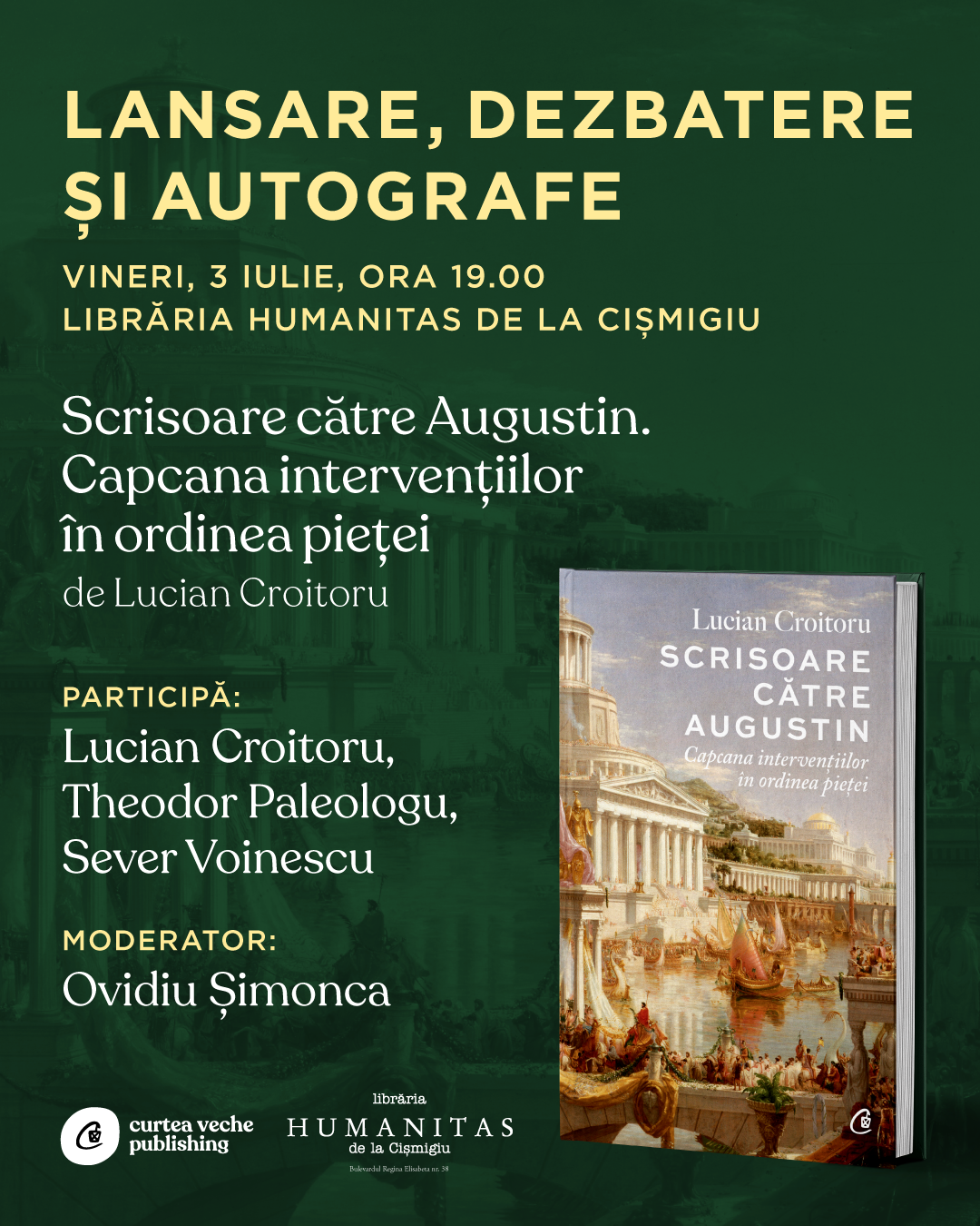 Lucian Croitoru, întâlnire cu cititorii la prezentarea cărții „Scrisoare către Augustin”