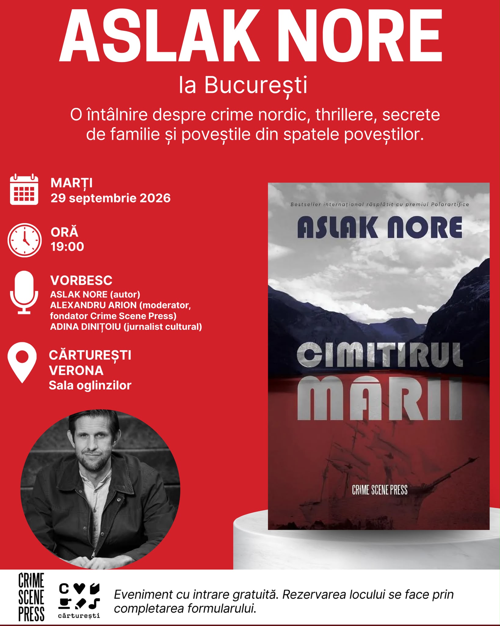 INVITAȚIE | Azi, la Cărturești Verona: întâlnire cu Aslak Nore