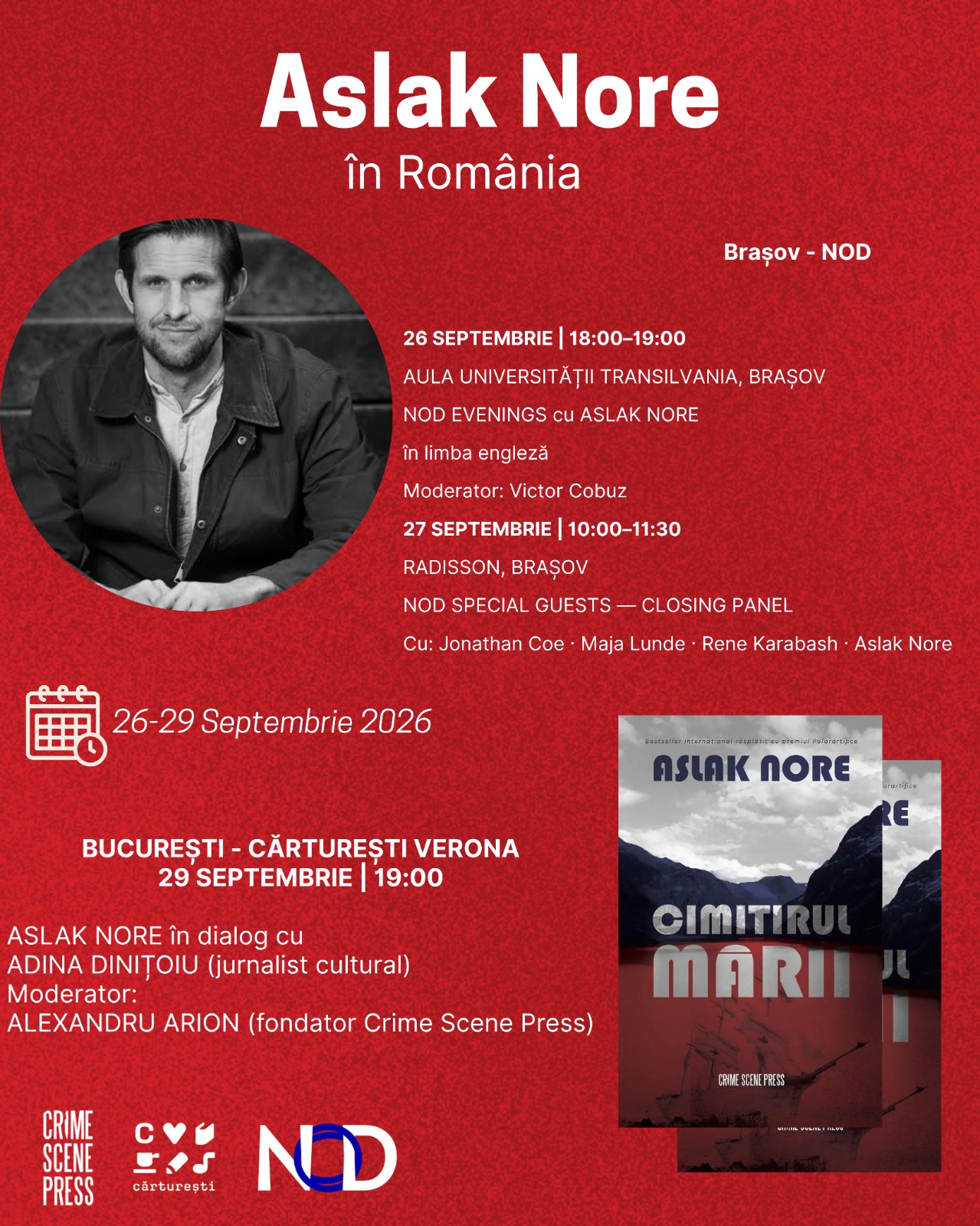 Unul dintre cei mai apreciați autori de crime nordic vine în România: Aslak Nore, autorul romanului „Cimitirul mării”, la București și Brașov