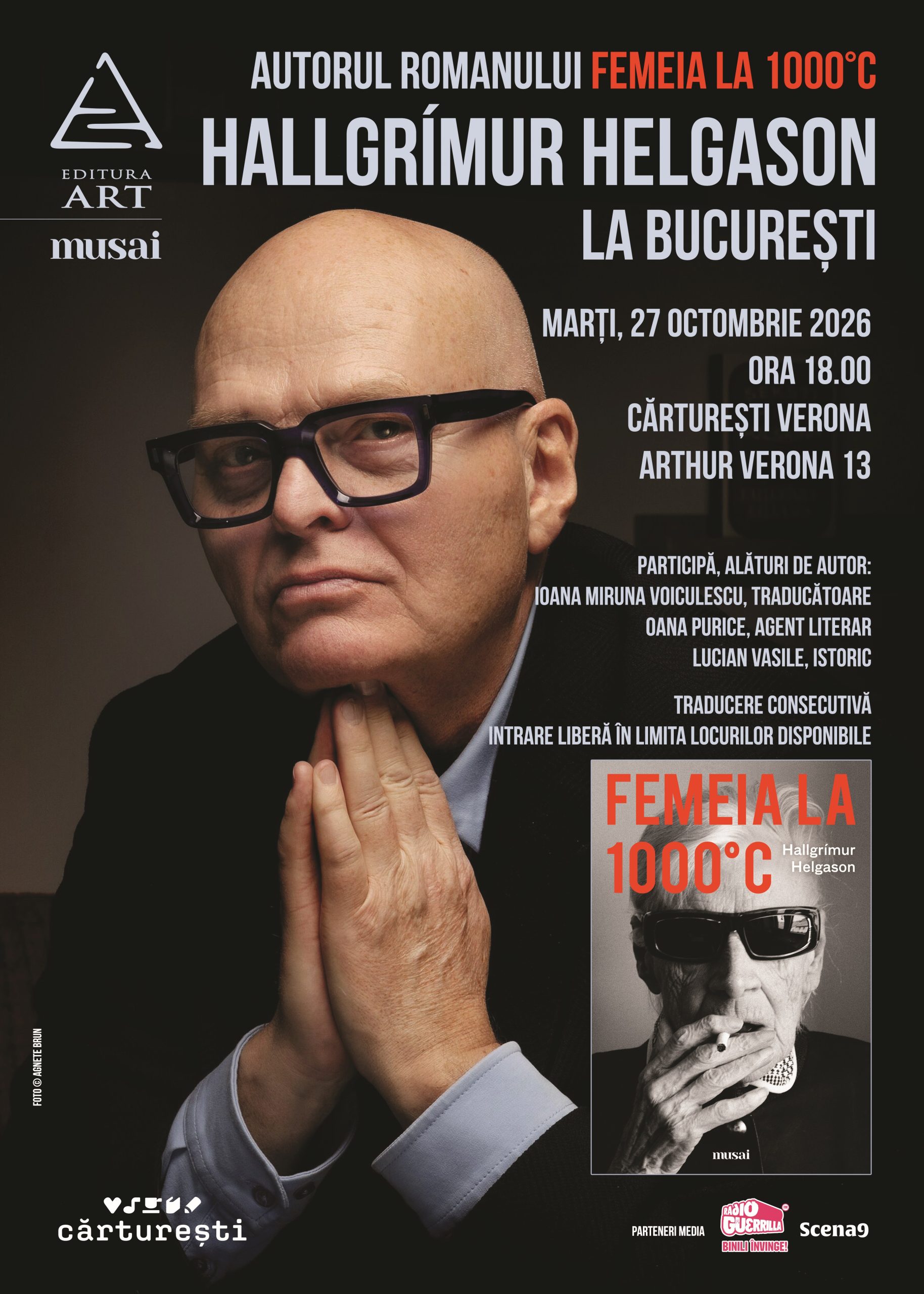Comunicat de presă: „Când scrii ficțiune poți deveni orice“ | Hallgrímur Helgason la București